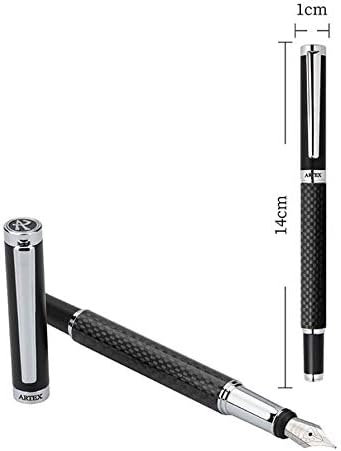 Stylish Fountain Pen : Luxury, Elegant, Germany F Fine Nib, Gift for Men & Women, Professional, Executive, Metal, Gift Box. –Free Engraving (BlackSilver (Carbon)), AT-F4CARBON-1, 14cmx1.2cm