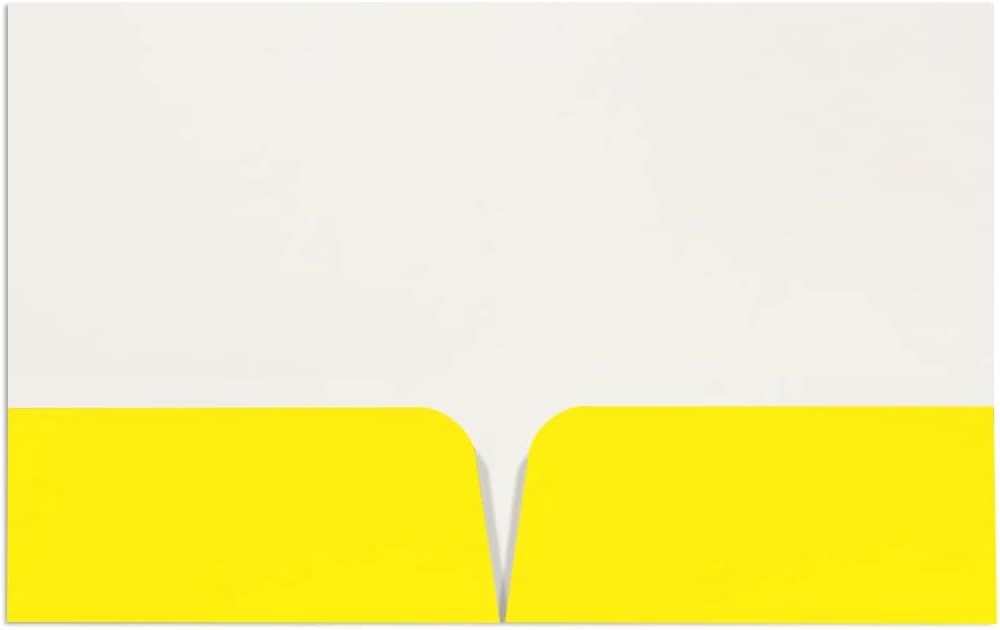 JAM PAPER Custom Printed Semi-Gloss Folders with Round Corner Pockets - Personalized Logo & Text - 12pt C1S - Yellow - 100/Pack