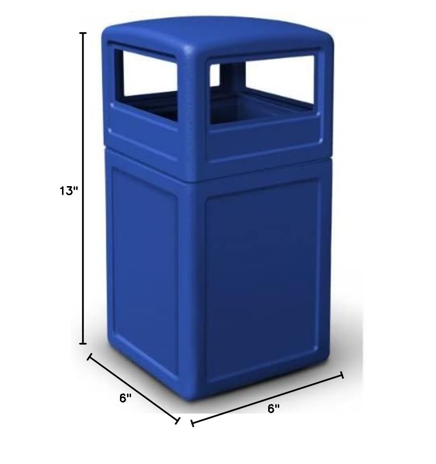 Commercial Zone-73290499 PolyTec 42 Gallon Square Waste Container with Dome Lid Color: Blue