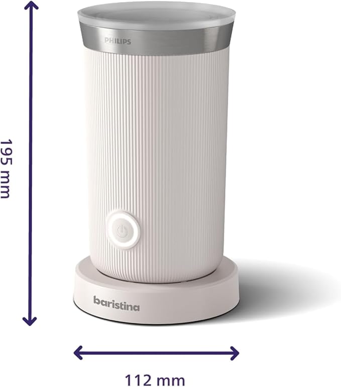 Philips Baristina Espresso Machine+Milk Frother Bundle. Real espresso. Compact coffee machine, portafilter, grinder, Cafe Crema. Dairy & Non-Dairy Milk foam. Hot & Cold. Easy Clean. White (BAR303/00)