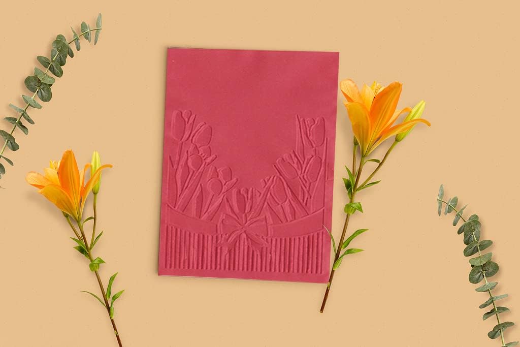 Tulip Flowers Embossing Folders for Card Making Spring Floral Background Scrapbooking Plastic Template Photo Album Card Paper Handmade DIY Craft Decoration Template Molds