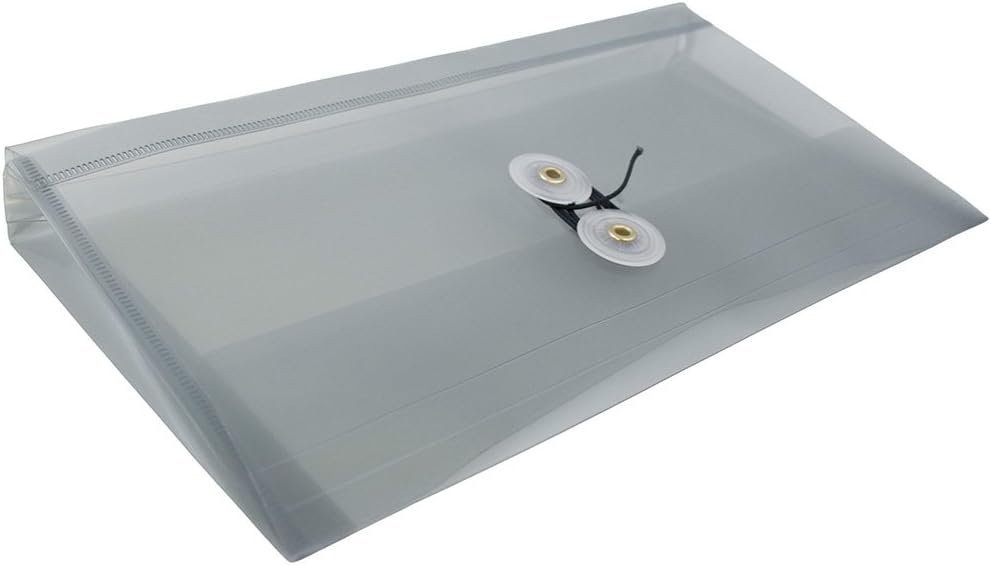 JAM PAPER Plastic Envelopes with Button & String Tie Closure - #10 Business Booklet - 5 1/4 x 10 - Smoke Gray - 12/Pack