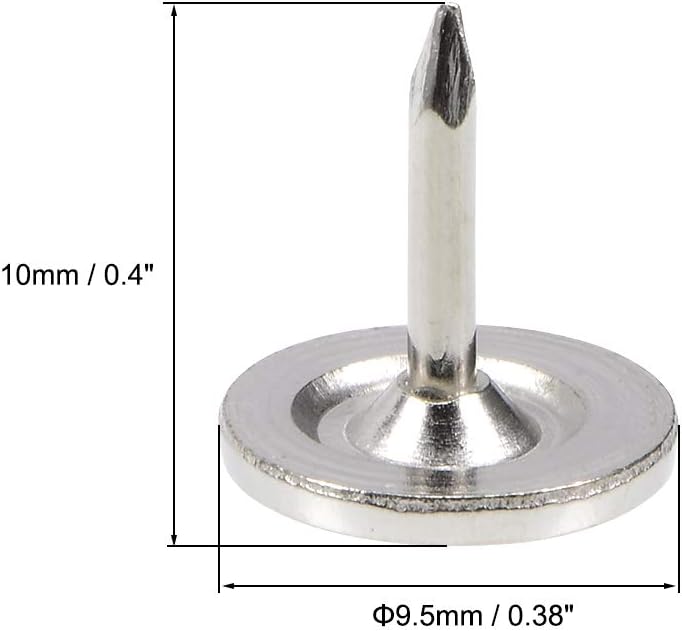 uxcell Upholstery Nails Tacks 9.5mmx10mm Flat Head Furniture Nails Pins Silver Tone for Furniture Sofa Headboards, 100 Pcs