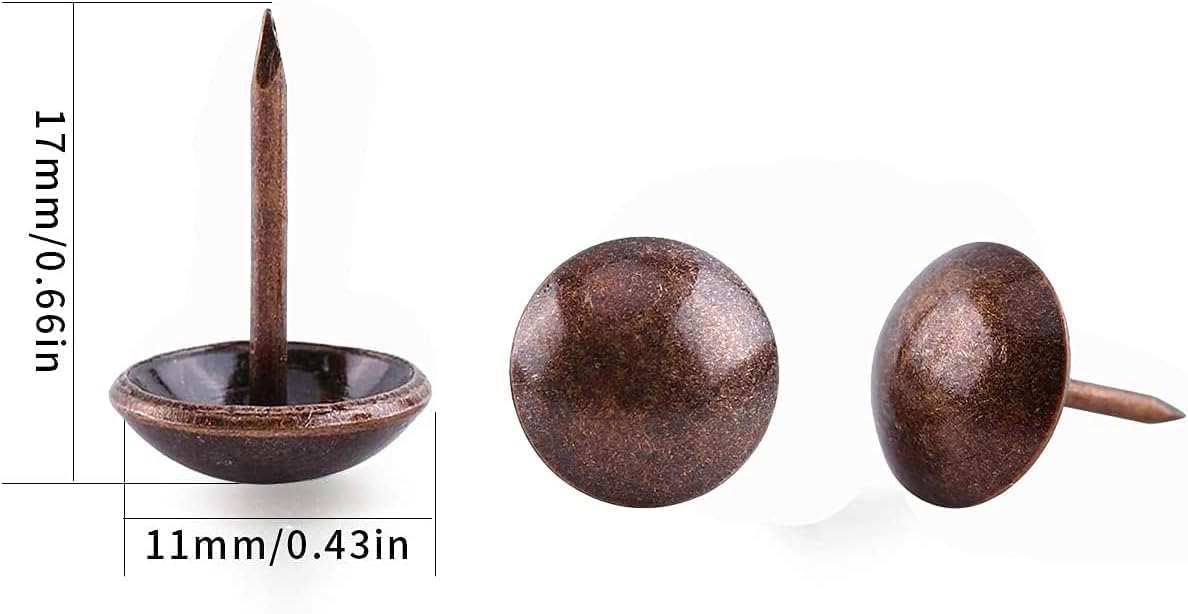 500Pcs Upholstery Tacks, BetterJonny Decorative Furniture Nails Pins 17X11MM Red Metal Thumb Tacks for Upholstered Furniture Cork Board, Home Decor…