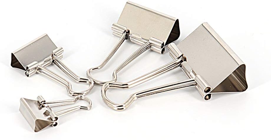 Binder Paper Clips, Assorted Sizes Set (Mini, Small, Medium, Large) for Office School and Home Supplies (Silver)