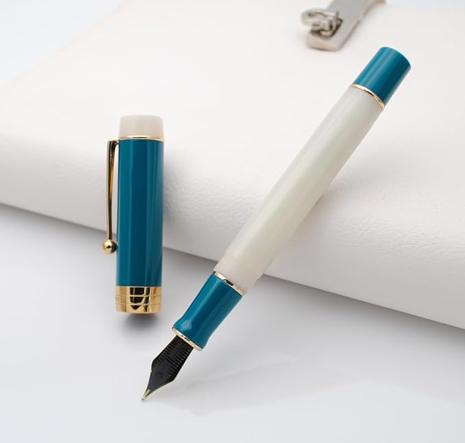 JINHAO 100 Fountain Pen with Ink Converter (Medium Nib 0.7mm, Dark Blue)