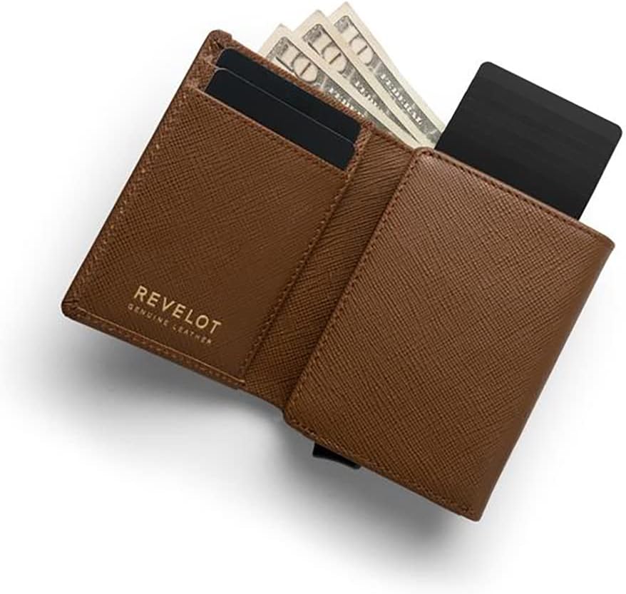Trifold Genuine Leather Wallet/Smart Card Holder / W5 (Brown Saffiano)
