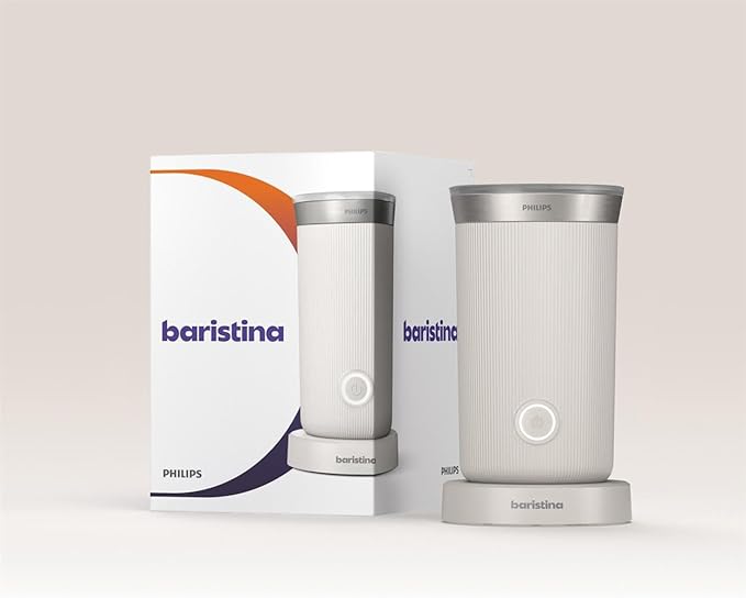 Philips Baristina Milk Frother - Foam Milk Perfectly. Hot and Cold. Dairy and Non-Dairy. Easy to Clean. for Philips Baristina Espresso Machines. Milky White (BAR311/00)
