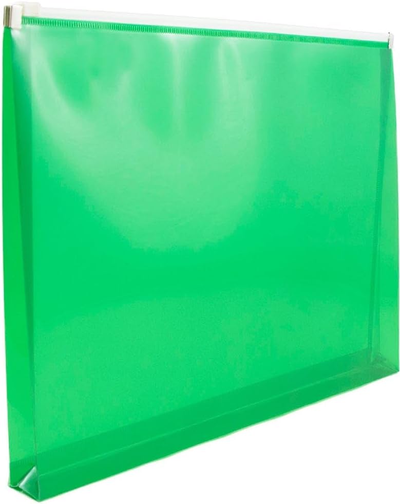 JAM PAPER Plastic Envelopes with Zip Closure - Letter Booklet - 9 3/4 x 13 - Green - 3/Pack