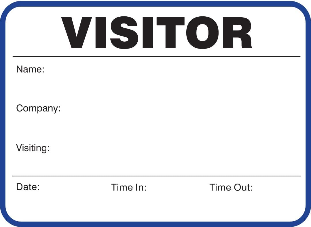 Standard Visitor Badges in Books, Visitor Sign-in Books with Large Badges 3-1/2” x 2-1/2”, 400/Book (Blue)