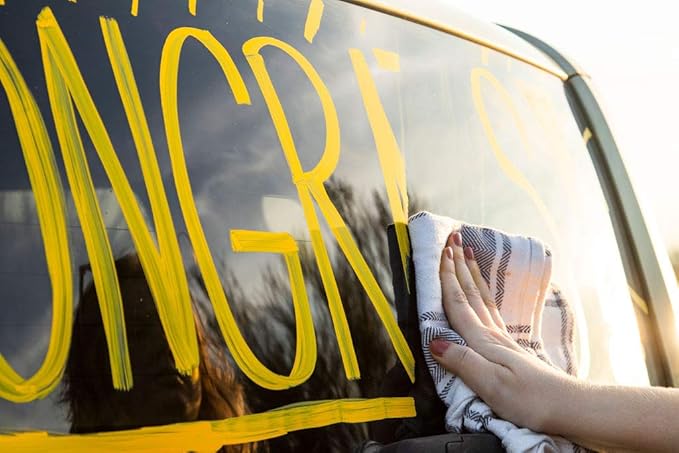 Glass Pen Window Marker: Liquid Chalk Pens for Glass, Whiteboard Markers with Washable Paint - Graduation, Car Windows, Mirror Pen, Storefront, Wedding, Parade, Party & Holiday (Blue, Fine Tip)