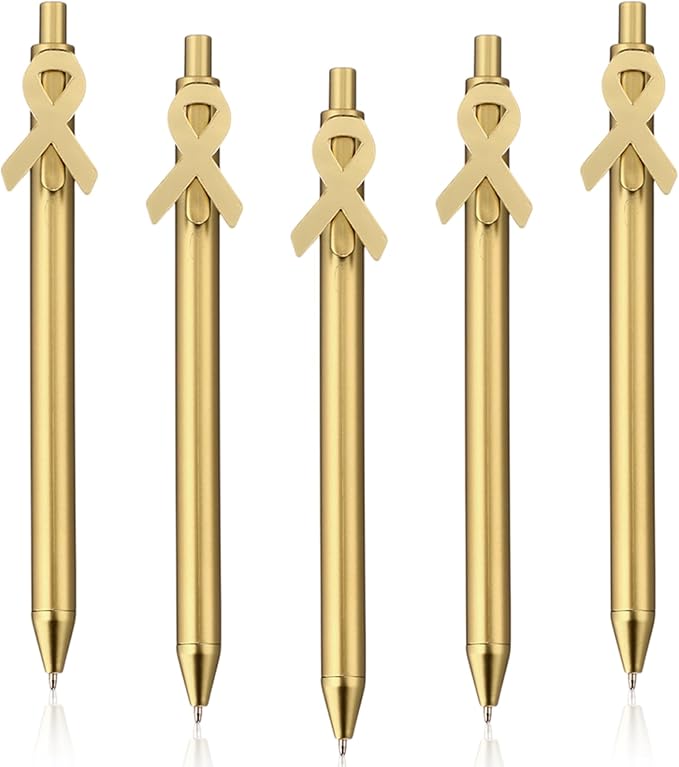 30 Pcs Gold Metallic Slim Ballpoint Pens Bulk Retractable Black Ink Medium Point (0.5mm) Smooth Writing Pens for Wedding Bridal Shower Business Office Students Teachers (Ribbon Style)