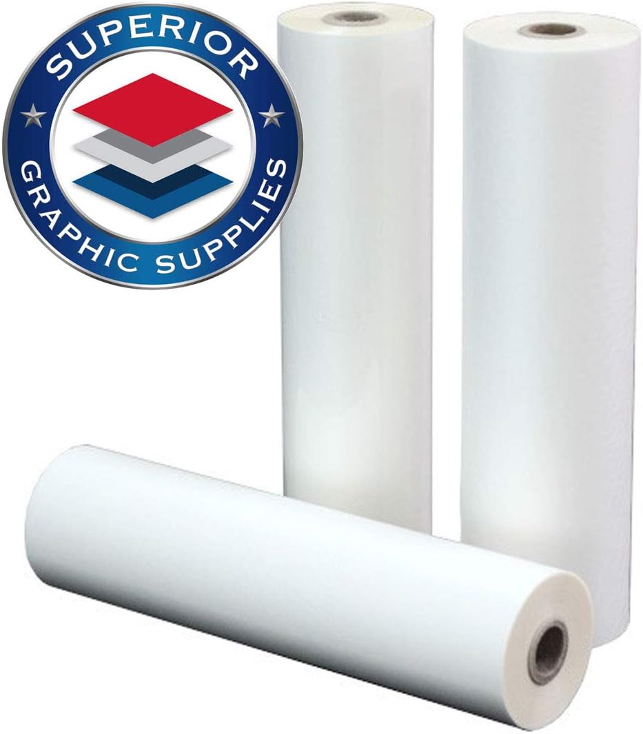 Superior Graphic Supplies PET Laminating Film Roll Premium Quality 18 Inches X 250 Feet - 1 Inch Core, 3 Mil / 0.003" Thick, Clear Gloss, 2 Roll Pack