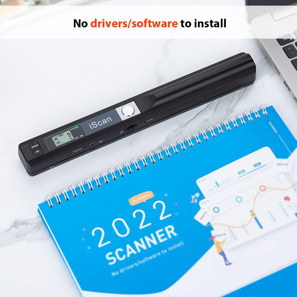 Portable Scanner, Photo Scanner for A4 Documents, Handheld Scanner for Business, Photo, Picture, Receipts, Books, JPG/PDF Format Selection, UP to 900 DPI, with 16G SD Car