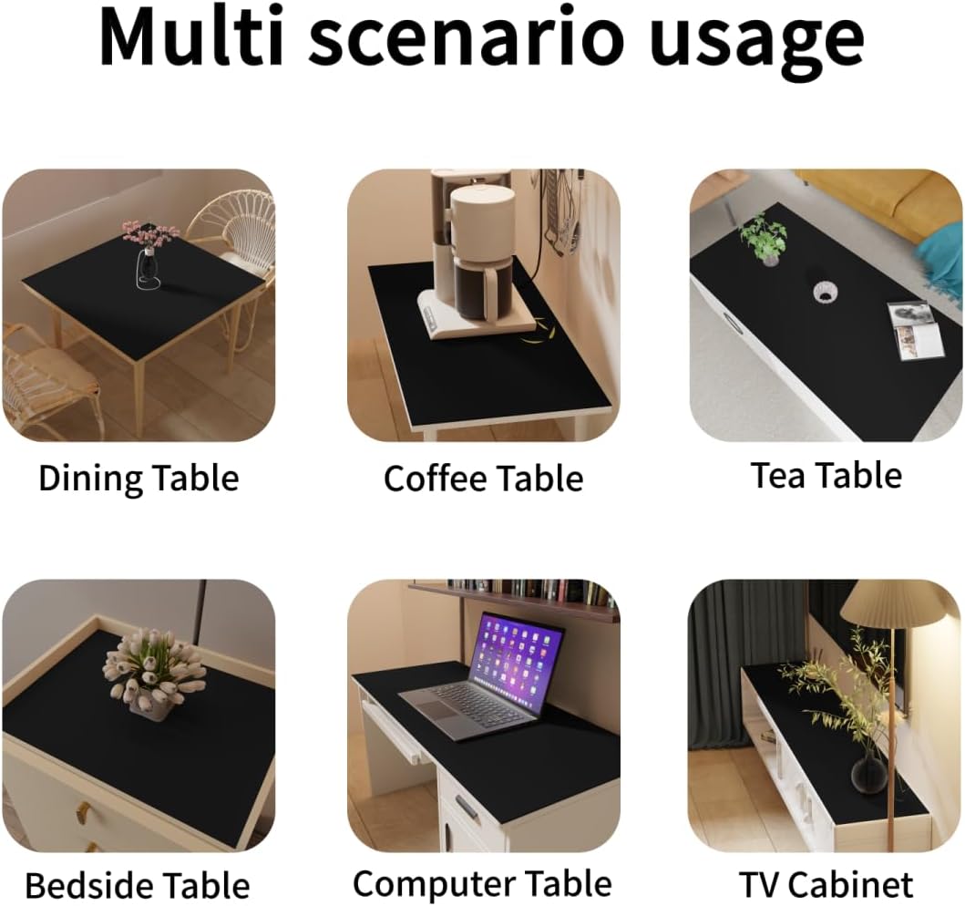 Leather Table Cover,1.8mm Thick,36x54 Inch Table Protector,Table Protector for Dining Room Table,Table Protectors for Rectangle Tables.(Black+Gray,36x54)