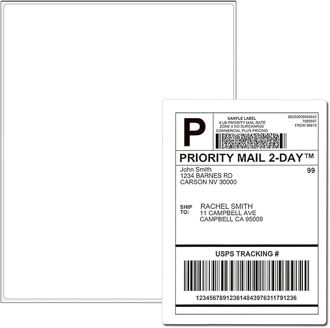 30 Full Sheets Sticker Paper for Laser & Ink Jet Printers, 8.5" x 11" Full Sheet Address Shipping Labels