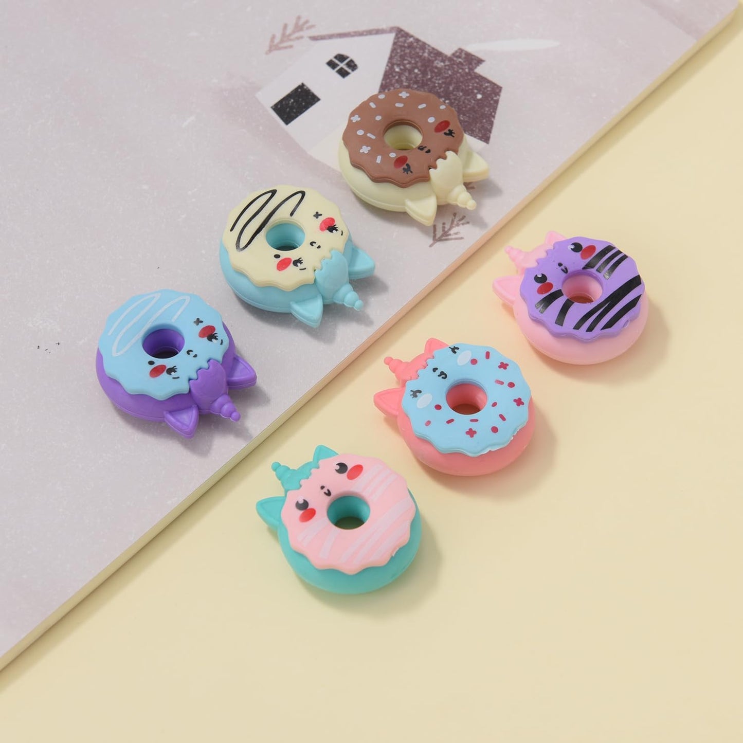 24 Pack 3D Donut Erasers for Kids, Boys and Girls - Fun Take Apart School Supplies, Prize Gifts, Party Favors