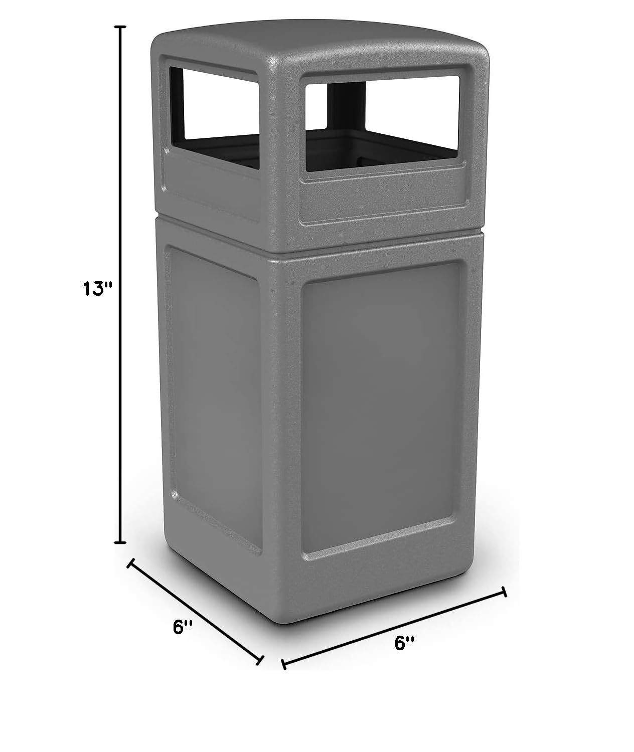 Commercial Zone-73290399 PolyTec 42 Gallon Square Waste Container with Dome Lid Color: Gray