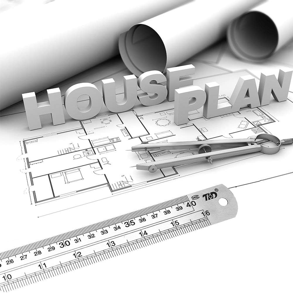 ZZTX Ruler Metal Straight Edge Stainless Steel Ruler 6 Inch Ruler Set Rulers Bulk 12 Pack