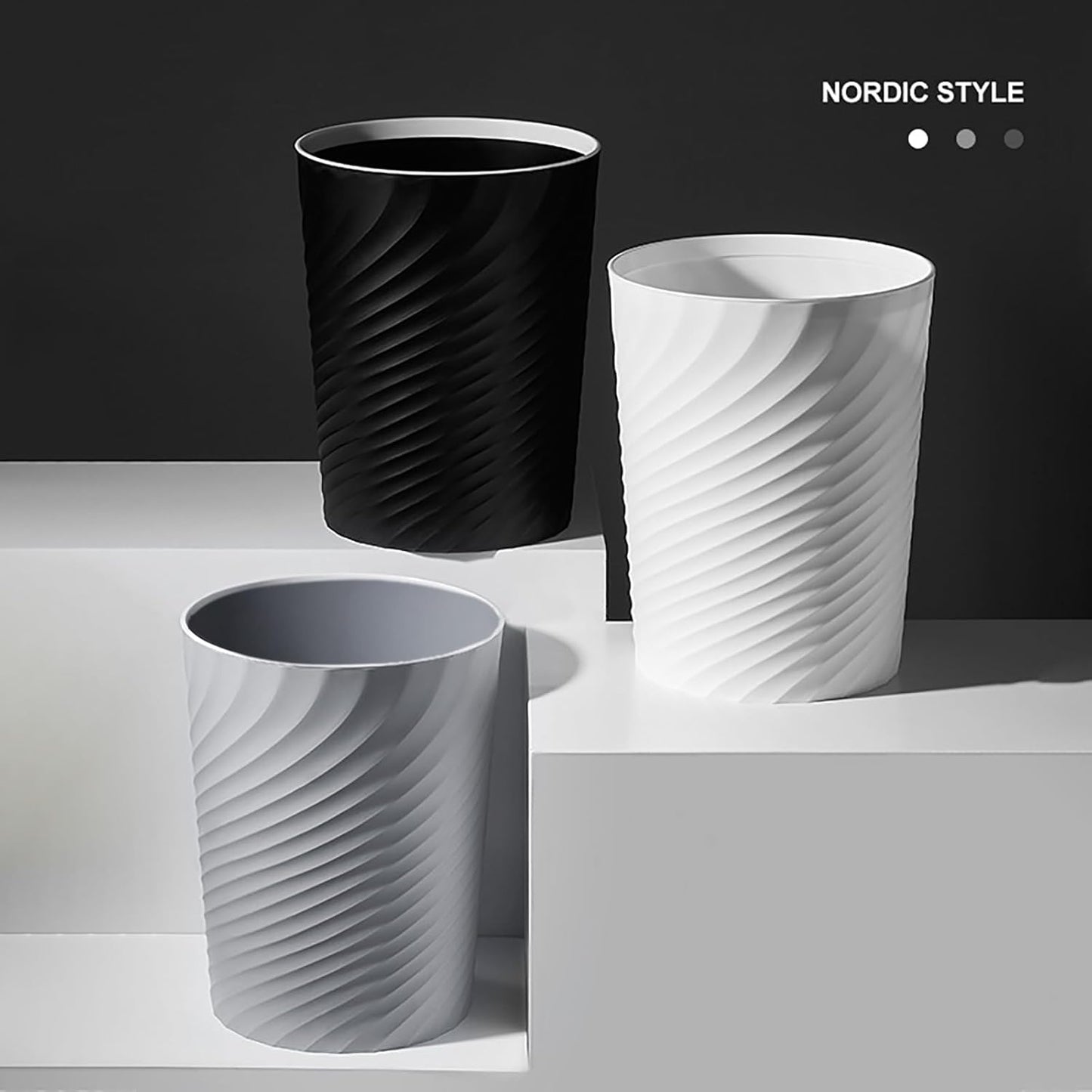 Bathroom Trash Can 1.8 Gallon Garbage Can Small Waste Basket Recycling Bin for Bedroom Office Kitchen,2 Pack Grey