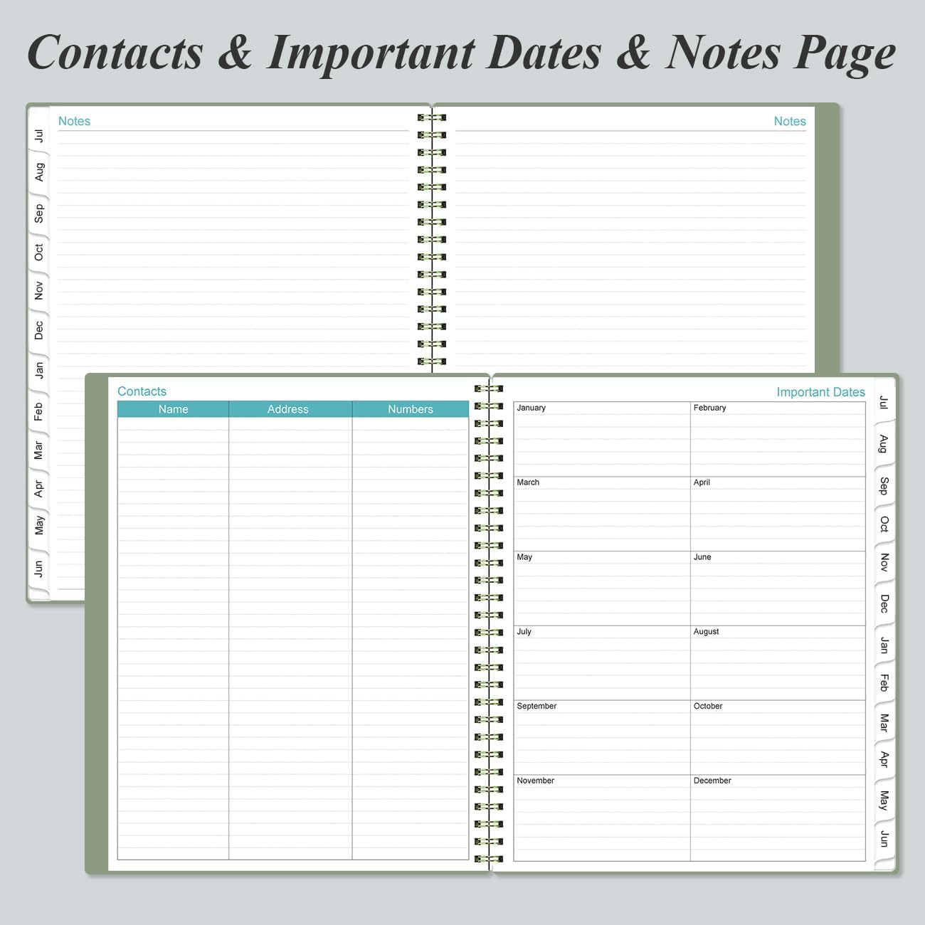 2025-2026 Planner - Academic Planner 2025-2026 from July 2025 to June 2026 with 12 Monthly Tabs, Flexible Cover, Inner Pocket, 8.5" x 11", Green