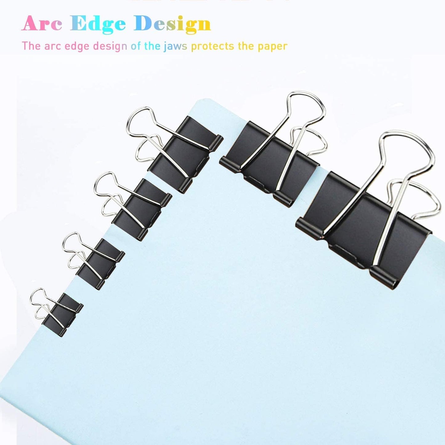 Medium Binder Clips, 48 Pack, 1-1/4 Inch, Black, Standard 32mm, Capacity 0.6 Inch, Metal Paper Clips, Office Clips, Fold Clamp, Office and School Supplies