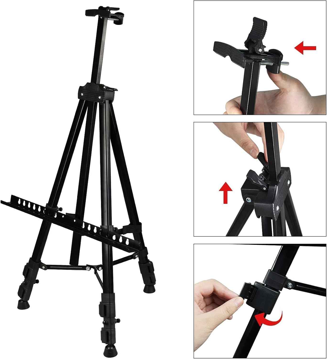 RRFTOK Art Painting Display Easel Stand,72Inches Adjustable Easels for Painting Canvases Height from 22-72”for Table-Top/Floor Paint and Displaying,Black - 3-Pack.
