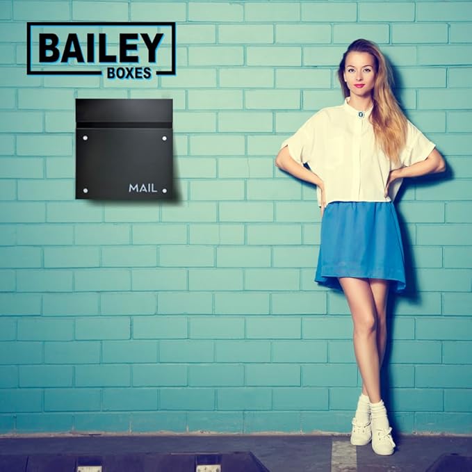Wall-Mounted Modern Locking Mailbox from Bailey Boxes: Enhance Your Home with The Dalton - 14.25" H x 14" W x 5.75" D. Elevate Your Space with This Stylish Addition.
