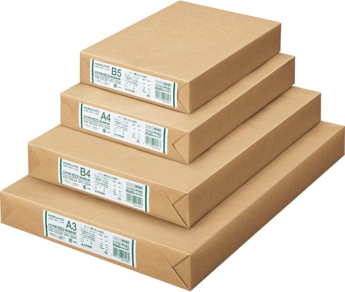 Kokuyo KB Paper, A4, Recycled Multipurpose Print & Copy Paper, 68 Bright (ISO), Thickness 0.1 mm, 66gsm, 500 Sheets, Japan Import (KB-SS39)