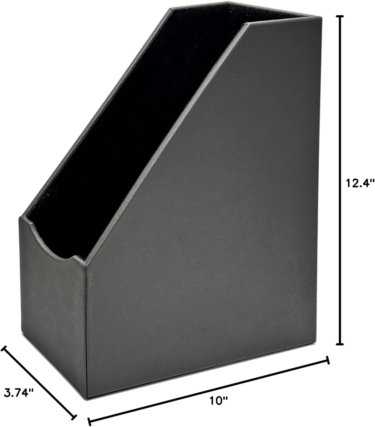 UnionBasic Magazine File Holder - Office Leatherette Desktop Document File Folder Journals Organizer Racks, Grey, Set of 4