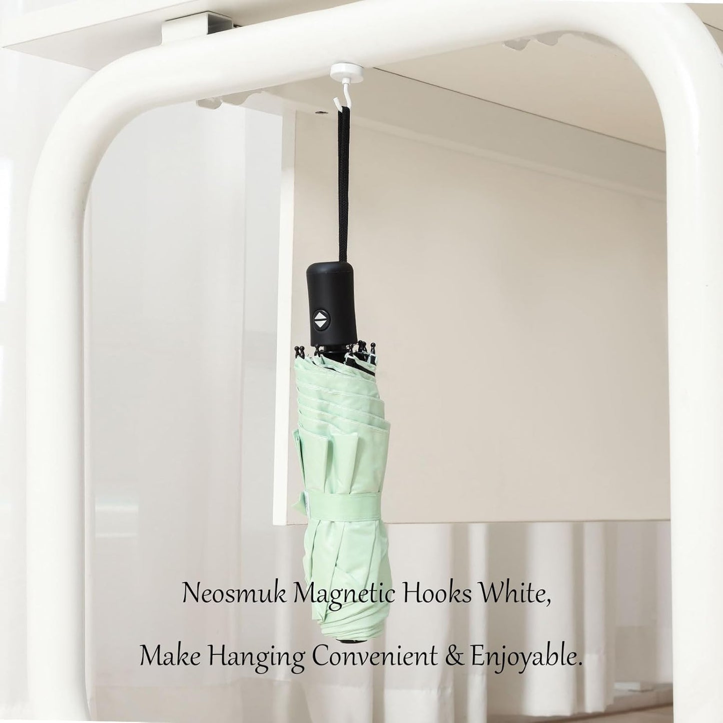 Neosmuk Magnetic Hooks Heavy Duty,Strong Magnet with Hook for Fridge, Super Neodymium Extra Strength Industrial Hooks for Hanging, Magnetic Hanger for Toolbox, Cruise, Grill(White,4 Pack)