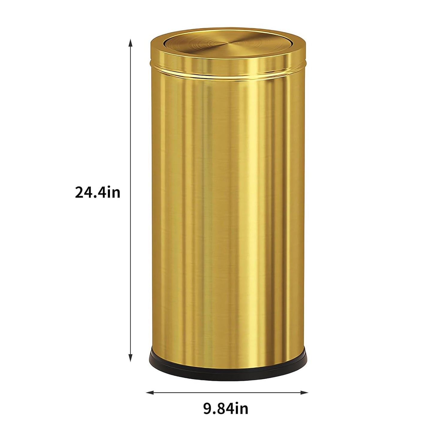 Brushed Gold Kitchen Trash Can with Swing Lid 7.8Gallon,Stainess Steel Commercial Garbage Can Wastebaskets for Shopping mall,Hotel Lobby,Airport, Elevator Entrance Using(Gold, 7.8 Gallon)