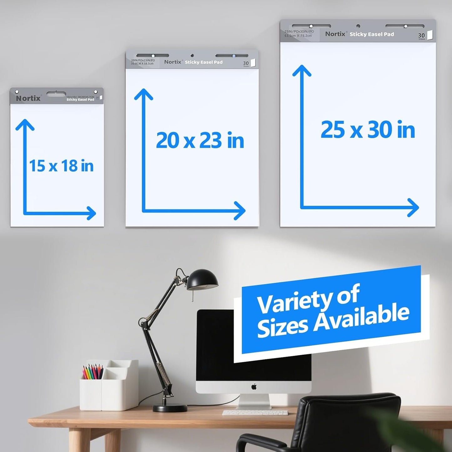 Nortix Sticky Easel Pads, Anchor Chart Paper, Chart Paper for Teachers, Super Adhesive & Bleed-Resistant, 20 x 23 inch, 30 Sheets/Pad, 6 Pads
