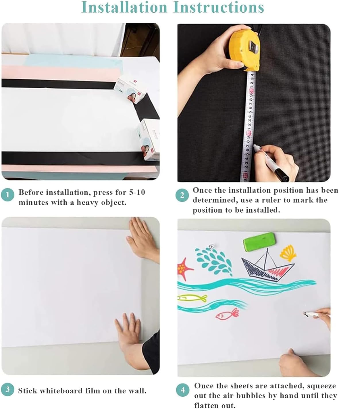 Magnetic Dry Erase Whiteboard Paper, 94" x 47" with Self Adhesive Whiteboard for Wall, Easy to Write and Clean Dry Erase Board for Kids, Office, Home, with Marker, Magnetic Eraser and Magnets