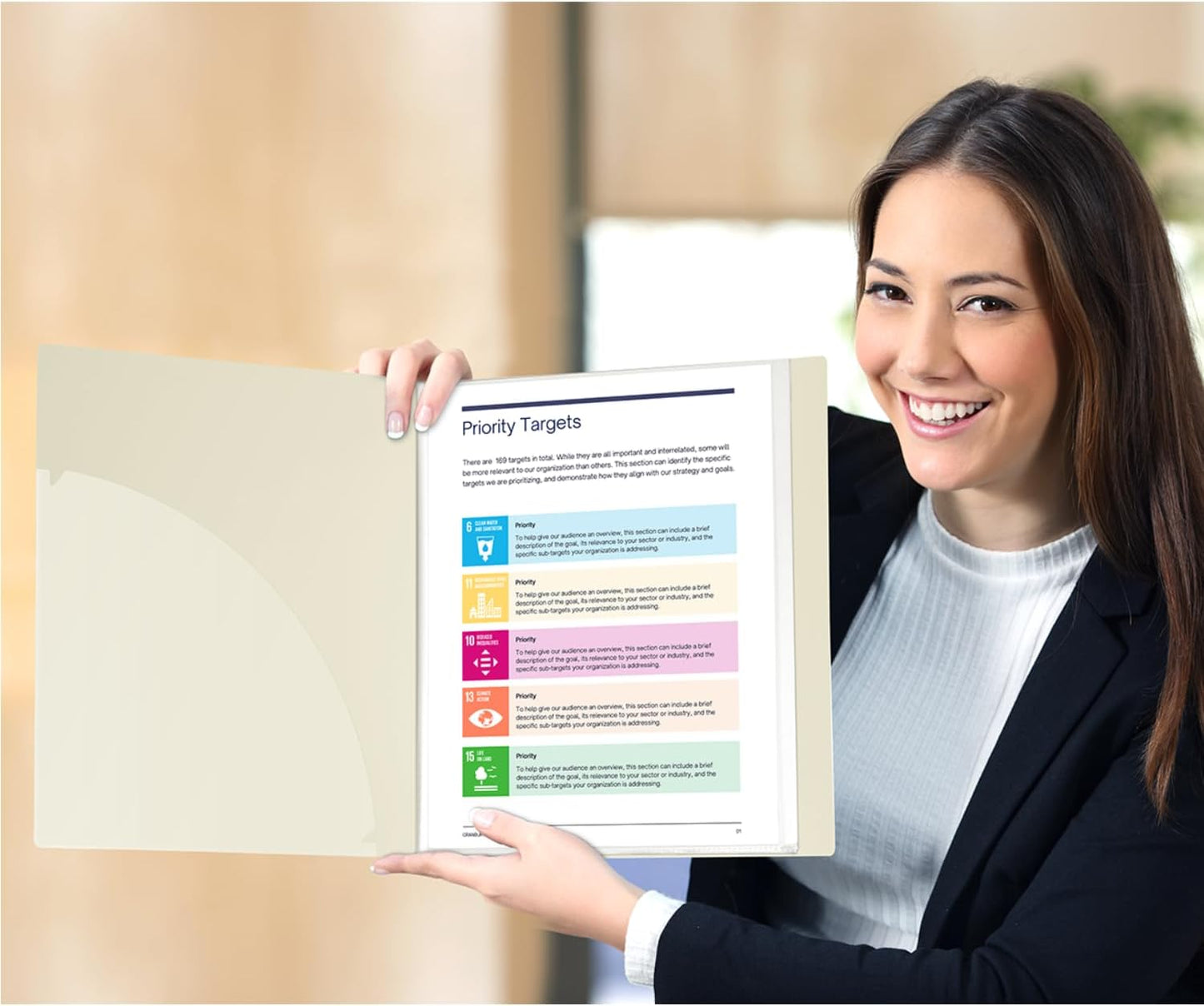 Dunwell Presentation Binder 24-Pocket, Displays 48 Pages, 8.5x11 Portfolio Binder with Plastic Sleeves, Storage and Organizer for Documents, Certificates, Projects, Photos (3 Pack, Ivory)