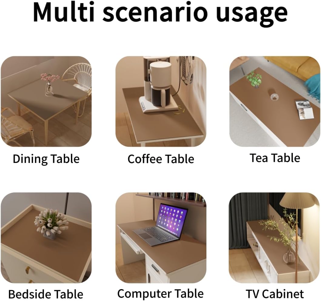 Leather Table Cover,1.8mm Thick,40x60 Inch Table Protector,Table Protector for Dining Room Table,Table Pads for Dining Room Table Rectangular.(Mud Color+Champagne Gold,40x60)