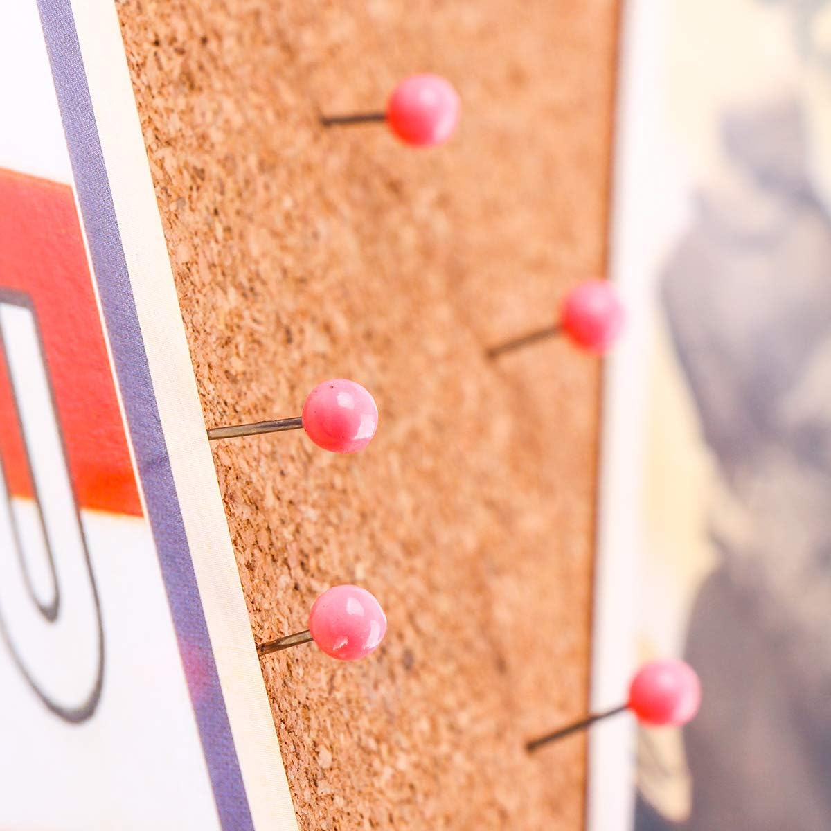 Map Tacks 1/8-Inch Assorted Color Beads Head Map Marking Push Pins,500-count (Pink)