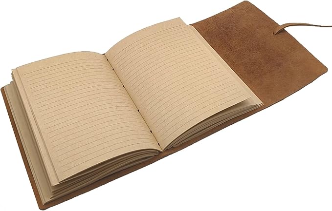Brown Notebook Journal - Best Genuine Cool Leather Journaling for writers A5 Size Diary 6.2x8.5 Inch,Notepad For Man and Women, Vintage,Gifts,Work,Traveler,Personal