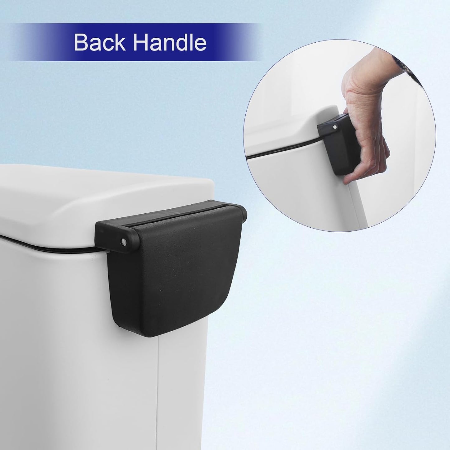 Bathroom Trash Can with Lid,5 Liter / 1.3 Gallon Small Trash Can with Removable Liner Bucket, Soft Close lid & Step Pedal, Stainless Steel Trash Bin for Bathroom,Bedroom,Home Office, White