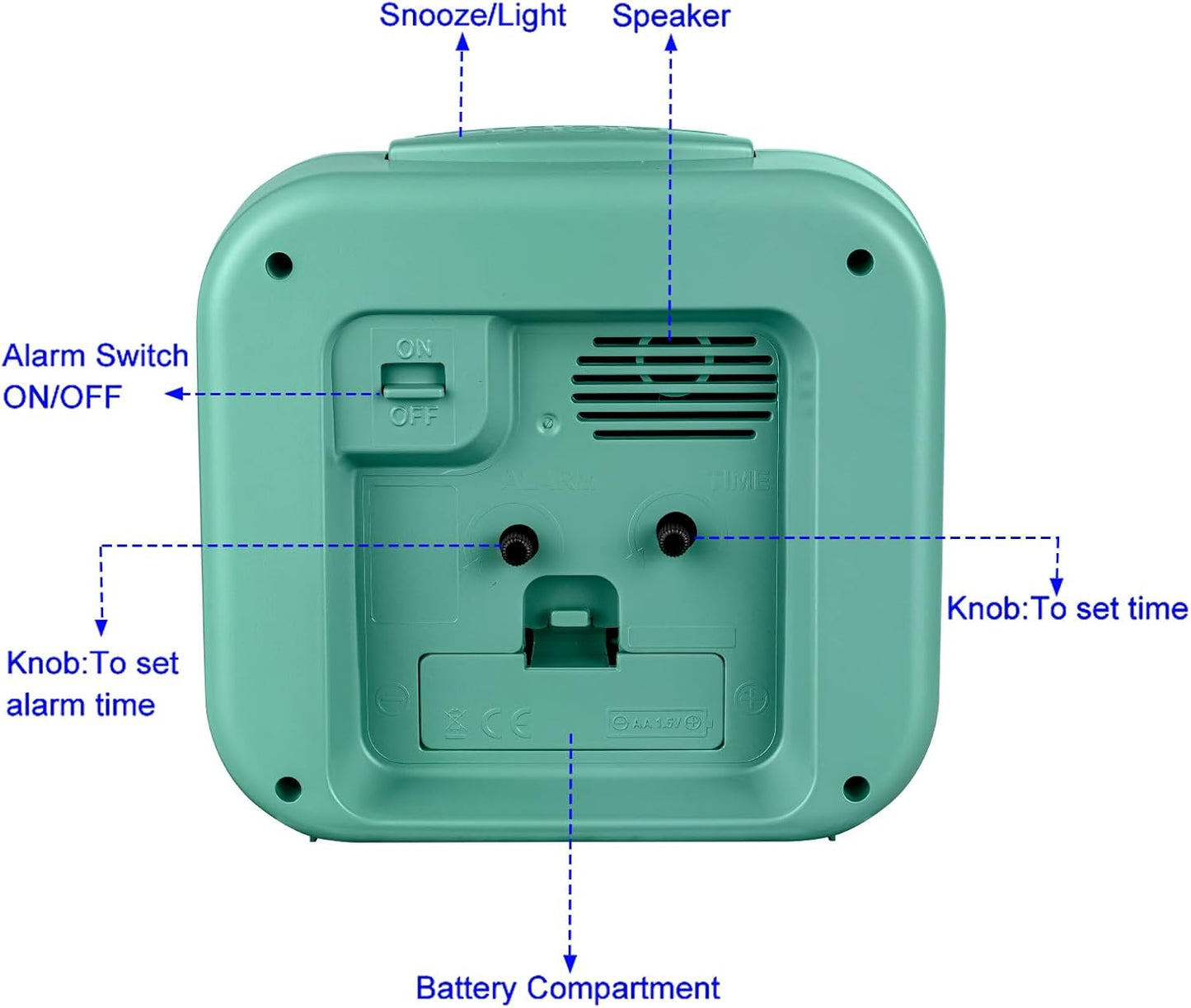 5.5" Large Analog Alarm Clock Silent Non Ticking, Glow in Dark dial, Gentle Wake, Beep Sounds, Increasing Volume, Battery Operated Snooze and Manual Light, Easy Set (Best for Elder)