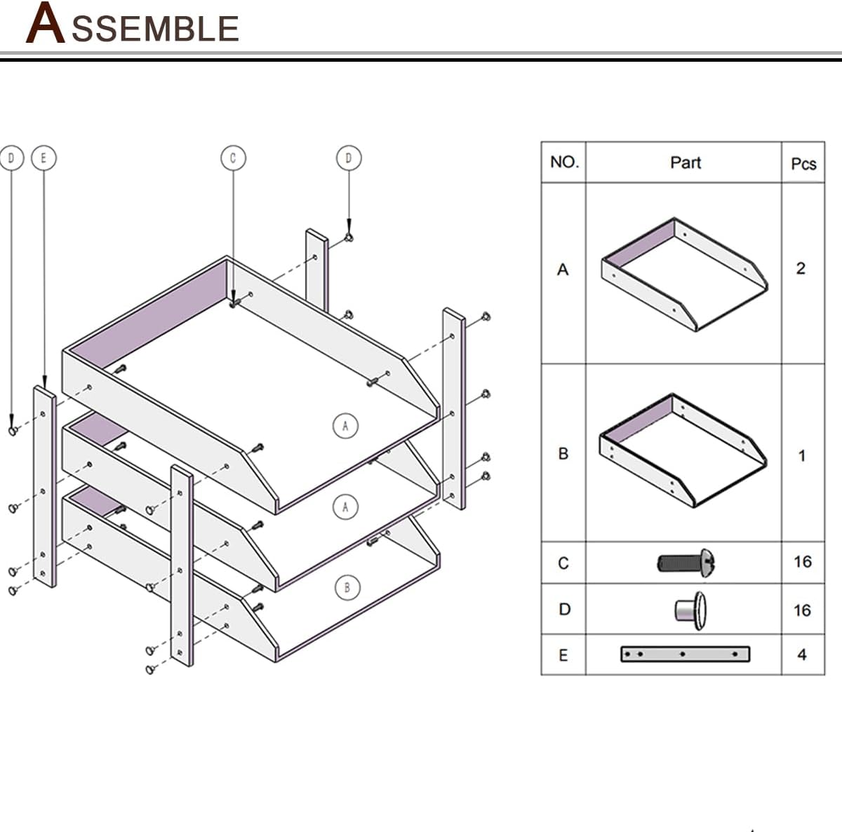 KINGFOM Letter Tray, Leather Paper Organizer Tray, Wooden Desk File Holder, Desktop File, Stackable Magazine Holder, Mail Sorter, Great for Home or Office - 3 Level Brown