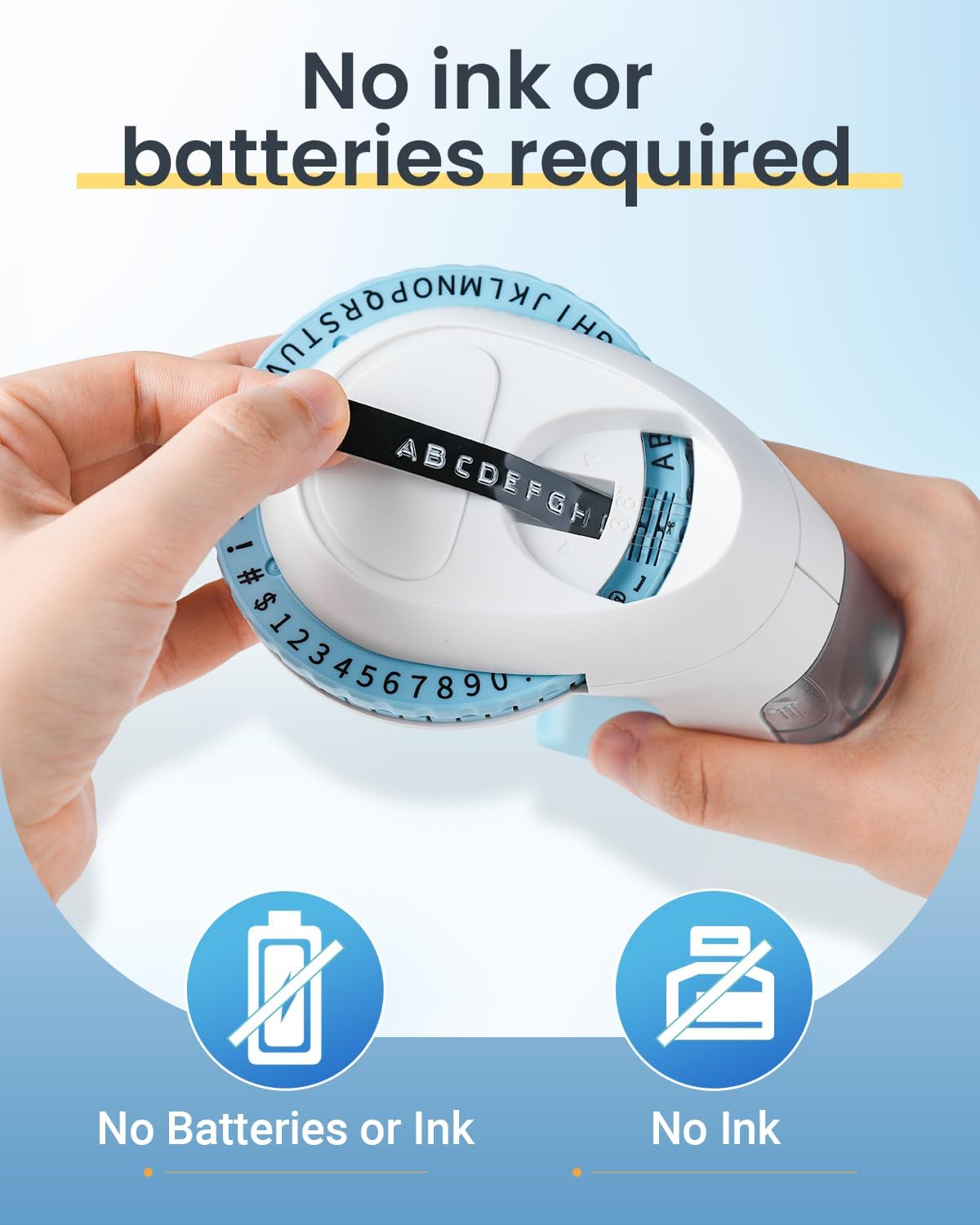 Label KINGDOM Embossing Label Maker with 5 Rolls 3D Embossing Tape, Label Maker Embossing Portable Vintage 3D Embossing Label Printer Waterproof for Home Office School and DIY, Blue