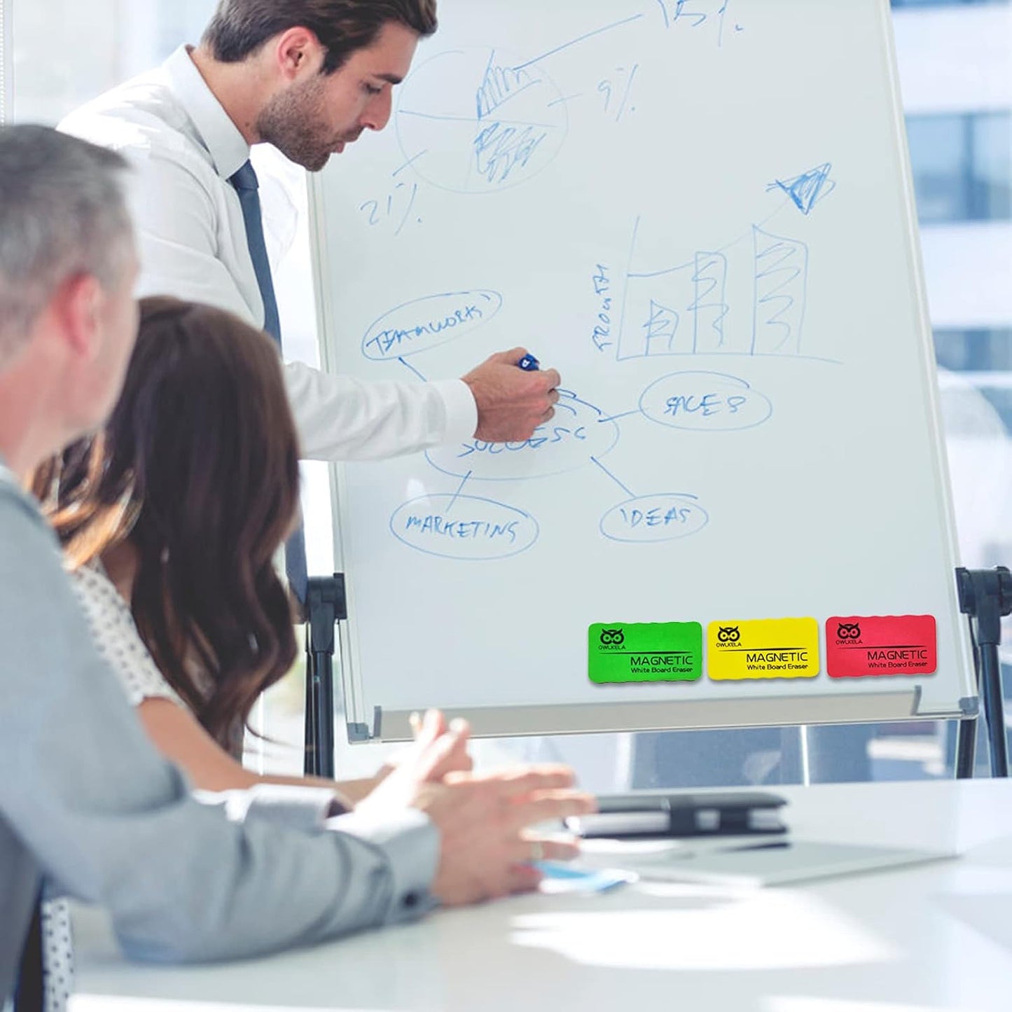 OWLKELA Magnetic Whiteboard Eraser, Dry Eraser Board Erasers, Dry Eraser for White Board, for Classroom, 4 Pack, Perfect for Home, College and Office Use