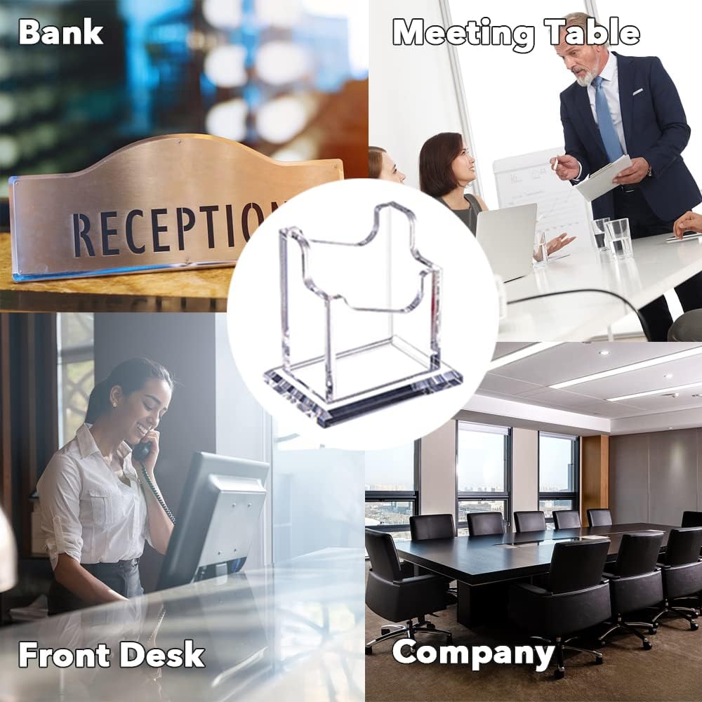 PARTSPOWER 2 Packs Acrylic Business Card Holders for Desk, Vertical Clear Business Name Card Display Stand, Desk Accessory Business Name Card Organizer (Vertical, 1-Slot)