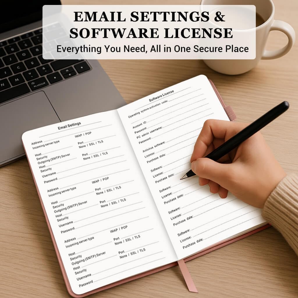 Password Book with Alphabetical Tabs – Hardcover Internet Address & Password Organizer – Password Keeper Notebook for Computer & Website – 5.2 x 7.6" Log-in Password Journal w/Thick Paper (Rose Gold)