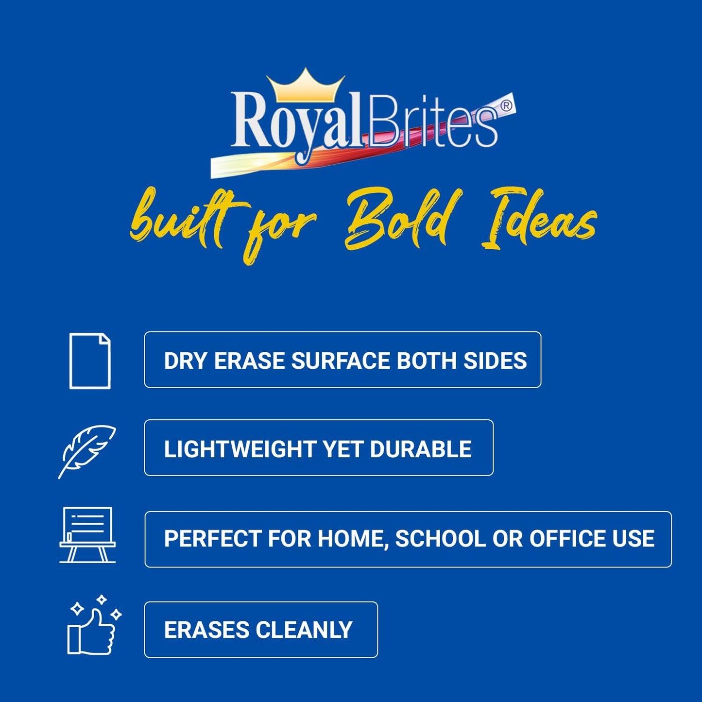 Royal Brites Dry Erase White Poster Board 22x28”, Lightweight & Ideal for Classrooms, Offices, Arts & Crafts, 2-Sided Premium 22x28 Poster Board White, Pack of 15