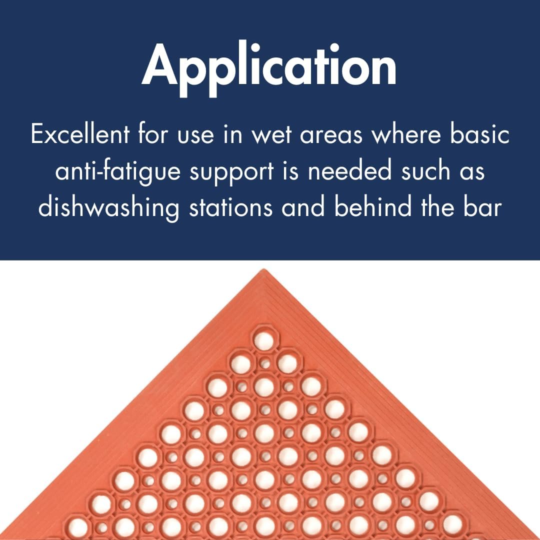 NoTrax 3' x 3' Anti-Fatigue Lightweight Restaurant Rubber Floor Mat with Drainage Holes, Beveled Edges, Non-Slip Mats, Black, T30 Competitor, T30S0033BL