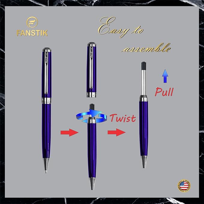 Blue Luxury ballpoint Pen (Made In USA) fancy gift set for women, Real 24K Gold Plating, Professional executive pen gift set for men (Lux BallPoint Blue)