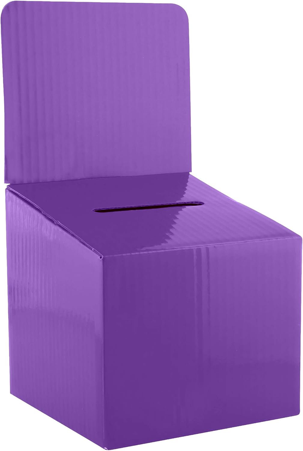 Raffle Ticket Donation Collection Ballot Box Reusable Sturdy thick Cardboard with Slot comment Suggestion Box With Removable Header 6H x 6W x 6D, Display area 6H x 6W(Purple 5 pack)