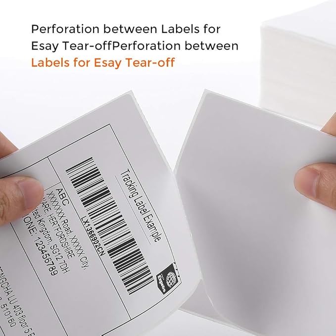 MFLABEL Fanfold 4" x 6" Direct Thermal Labels White Perforated Shipping Labels (10 Stacks)